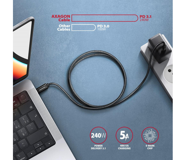 Axagon BUCM2-CM20AB, CHARGE kabel USB-C - USB-C, 2m, Hi-Speed USB - 1353474 - zdjęcie 4